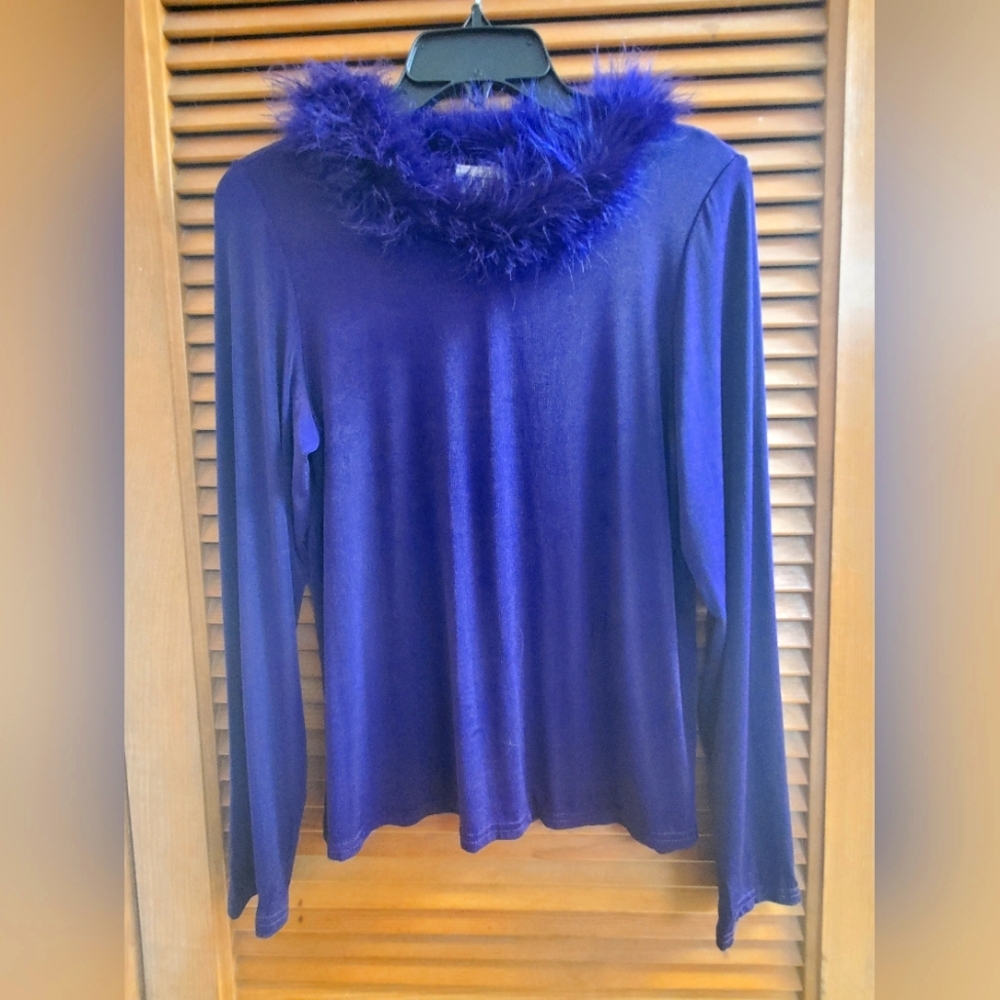 Vintage Purple feather neck Western Connection Top
